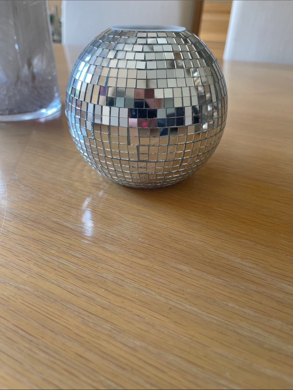 Glam Silver DISCO BALL Mosaic Pen Holder NWOT